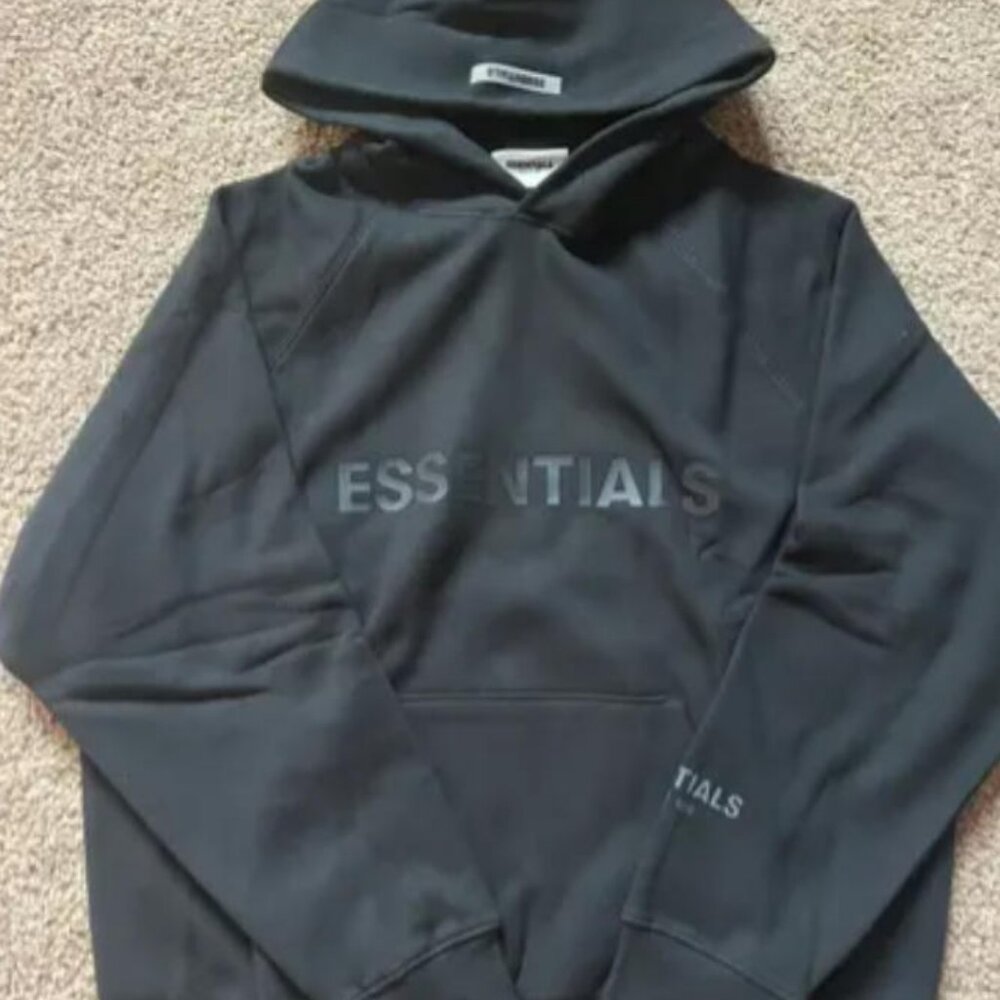Fear of god Essentials Hoodie 3D Silicon Applique Black